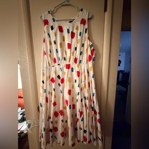 NWT Lane Bryant White Midi Dress with Colorful Accents 24